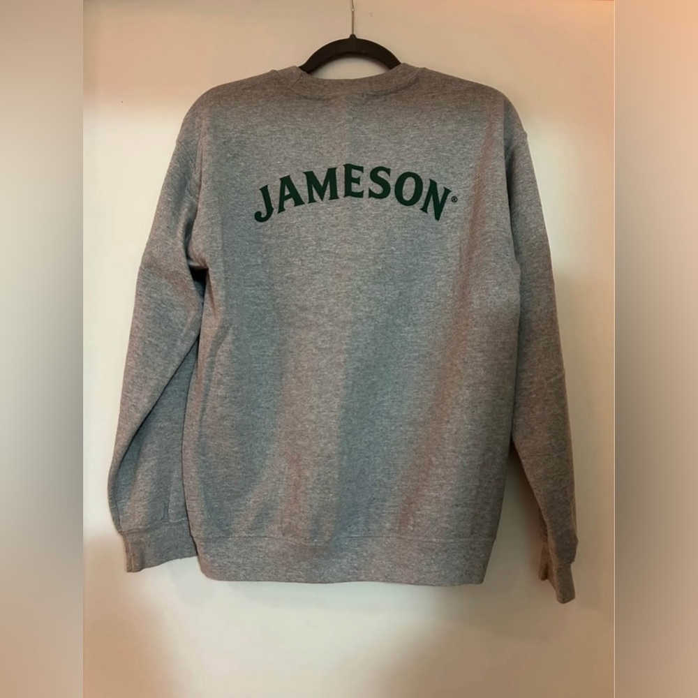 Jameson Gildan Gray Crewneck Sweater with Green Print Size Small